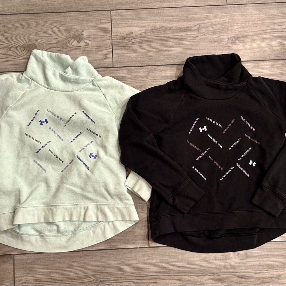 2 girls under armors sweatshirts, size youth medium